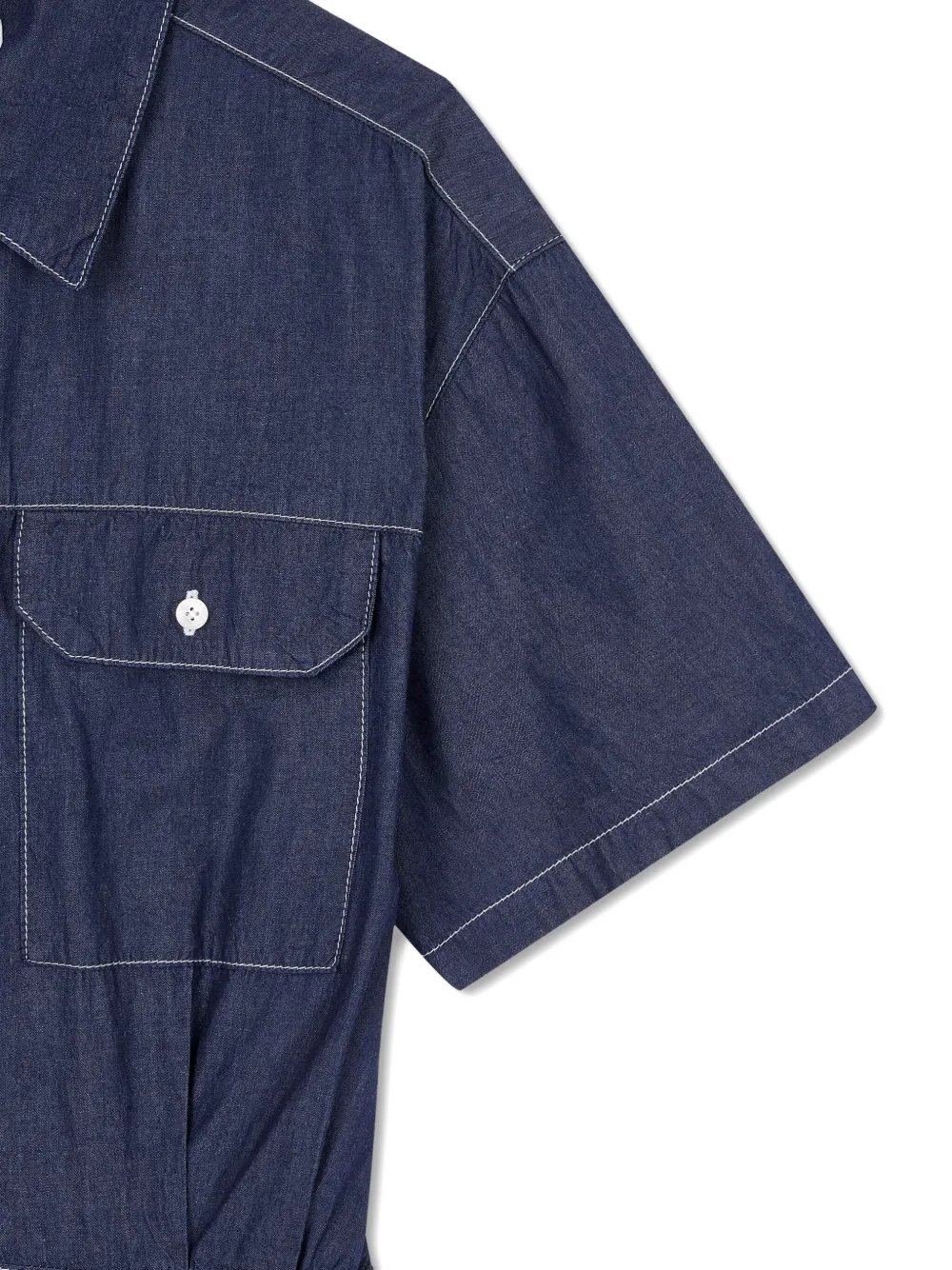 Studio Tomboy Pockets Short-sleeve Jumpsuit In Blue