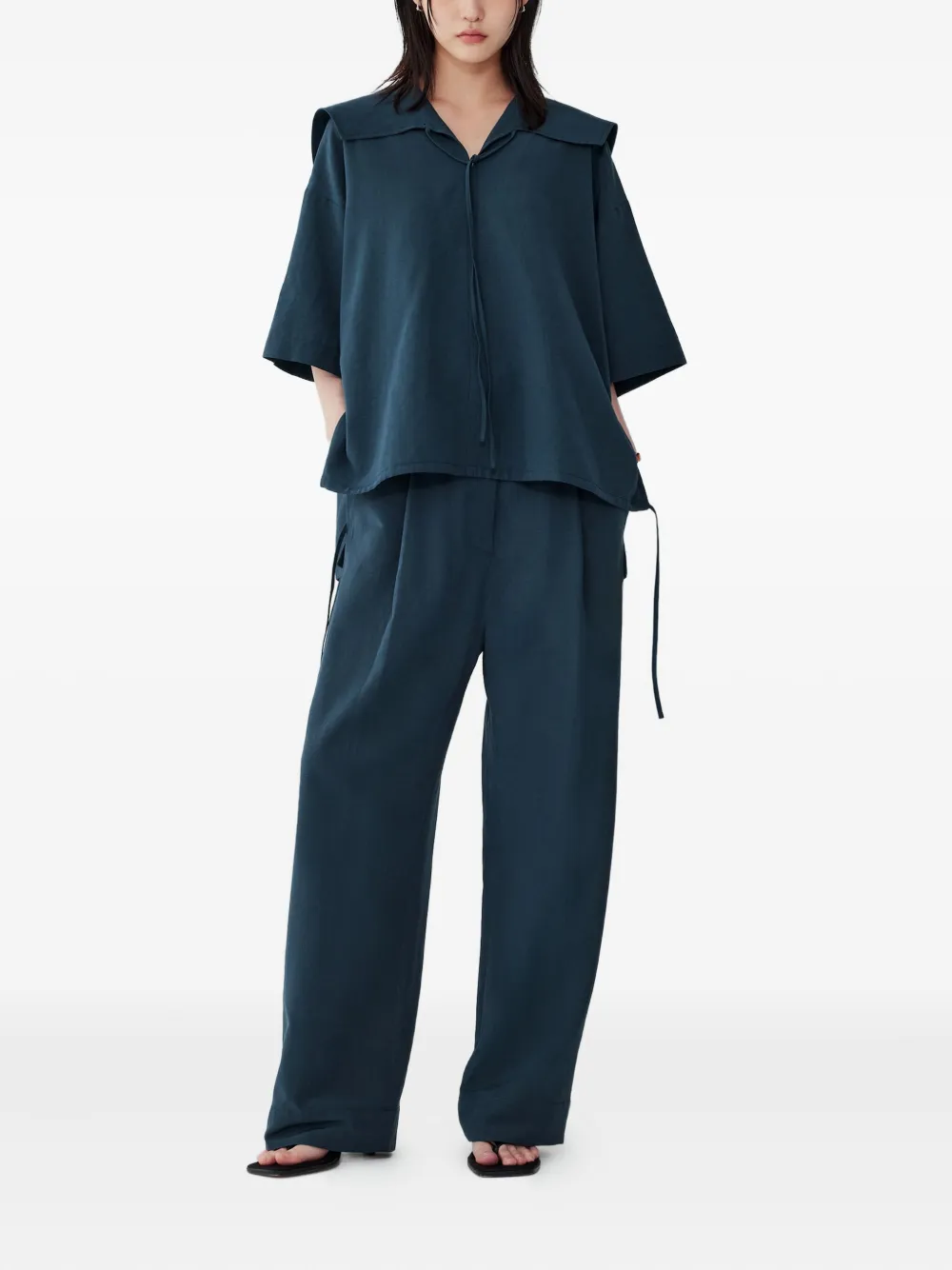 STUDIO TOMBOY Broek met geplooide zak Groen