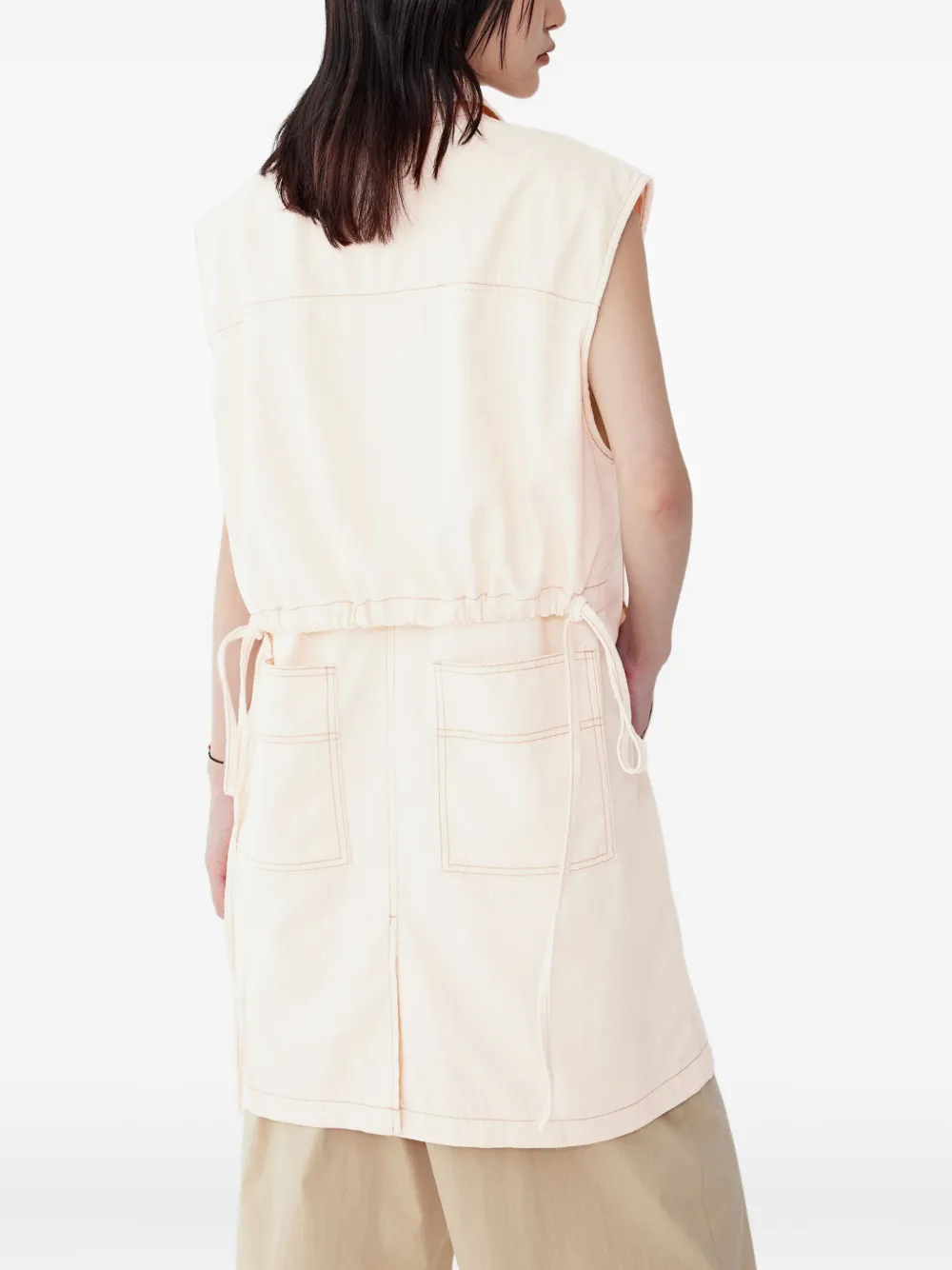 STUDIO TOMBOY Mouwloze mini-jurk met contrasterende naden Beige
