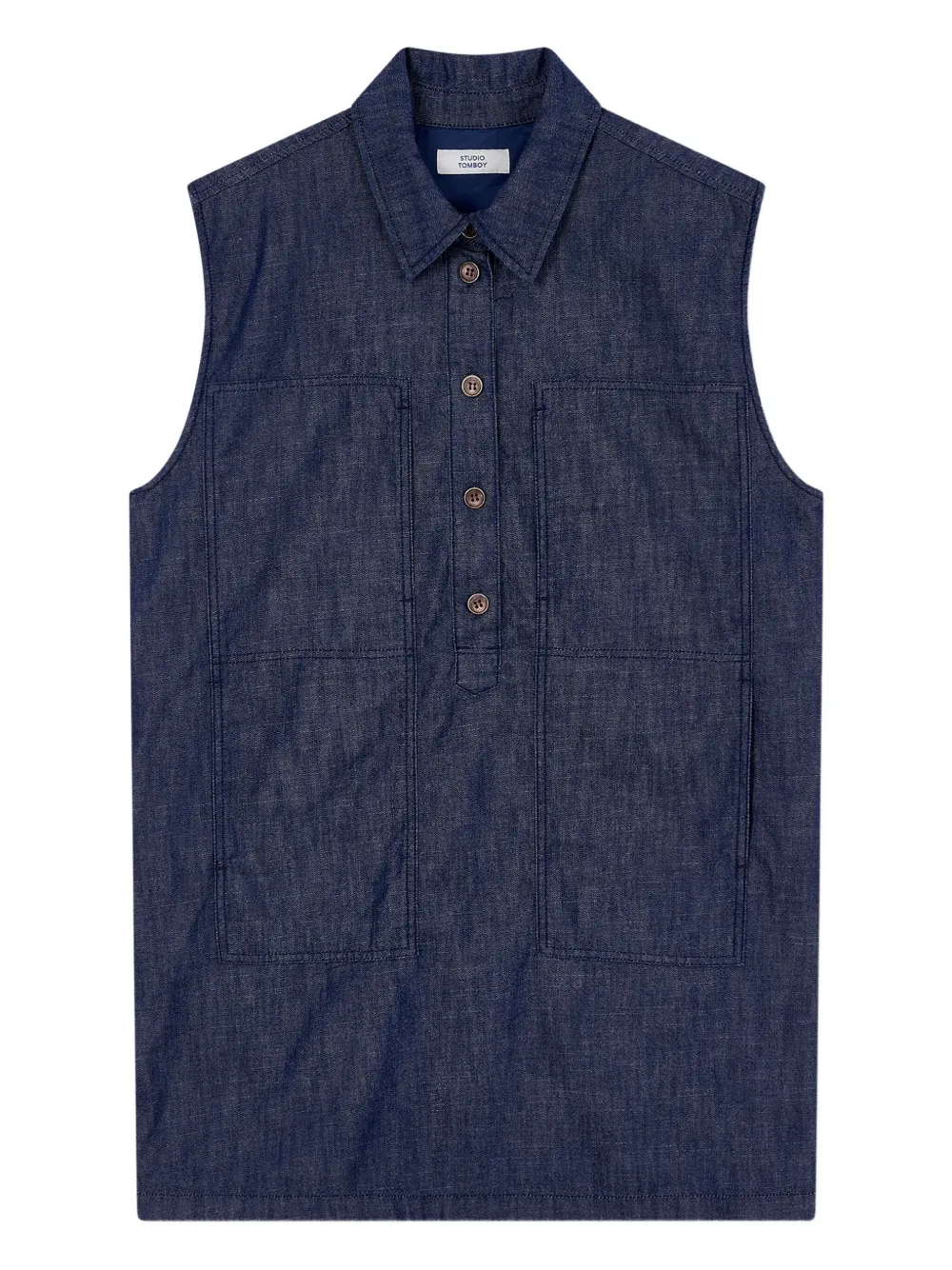 Studio Tomboy Sleeveless Denim Mini Dress In Blue