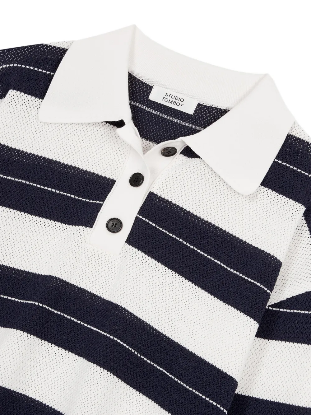STUDIO TOMBOY striped long-sleeve polo shirt Blauw
