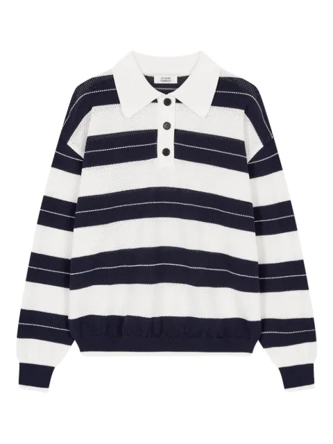 STUDIO TOMBOY striped long-sleeve polo shirt