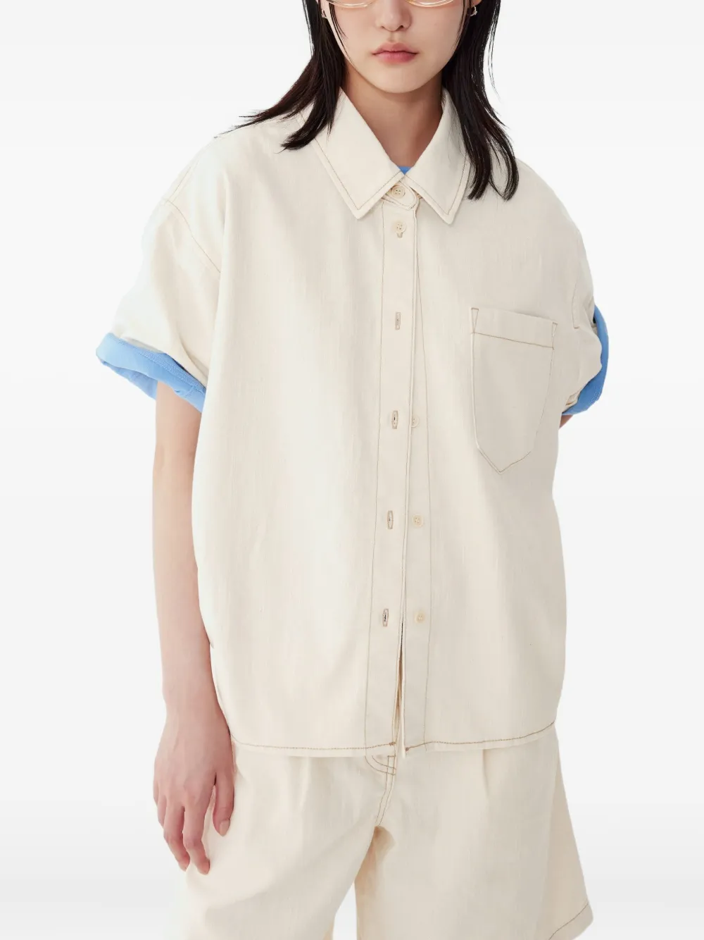STUDIO TOMBOY Blouse met afneembare kraag Beige