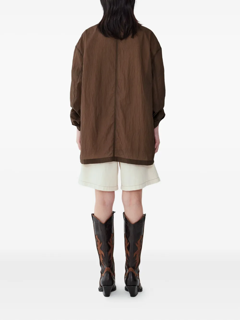 Studio Tomboy Buttoned Notched Jacket In Brown