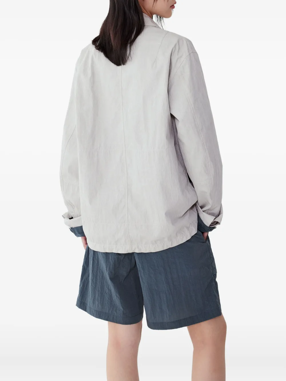 Studio Tomboy Pocket-detail Drawstring Shirt Jacket In Gray