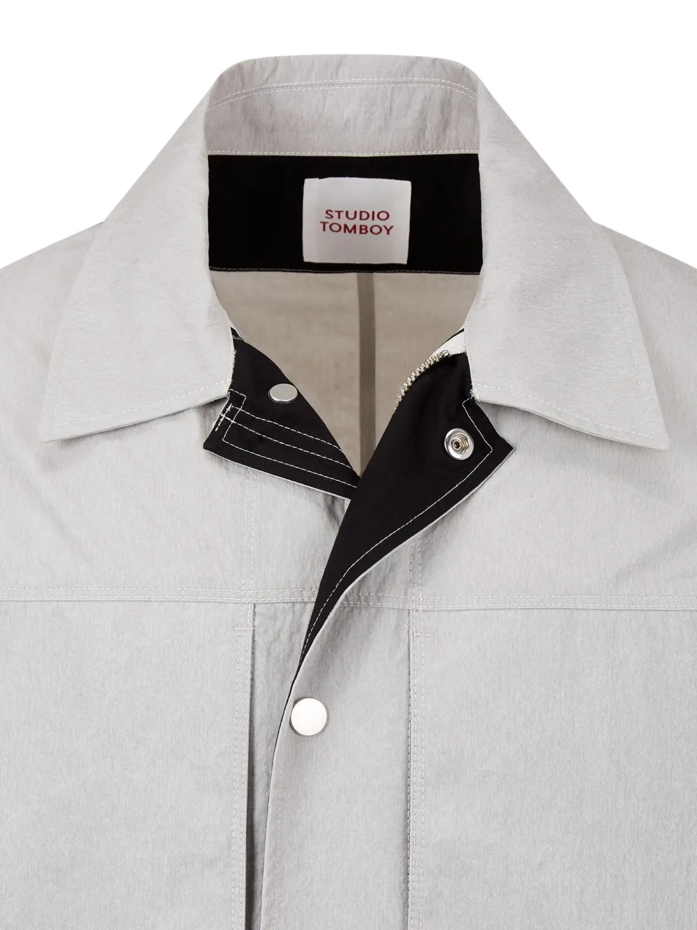 Studio Tomboy Pocket-detail Drawstring Shirt Jacket In Gray
