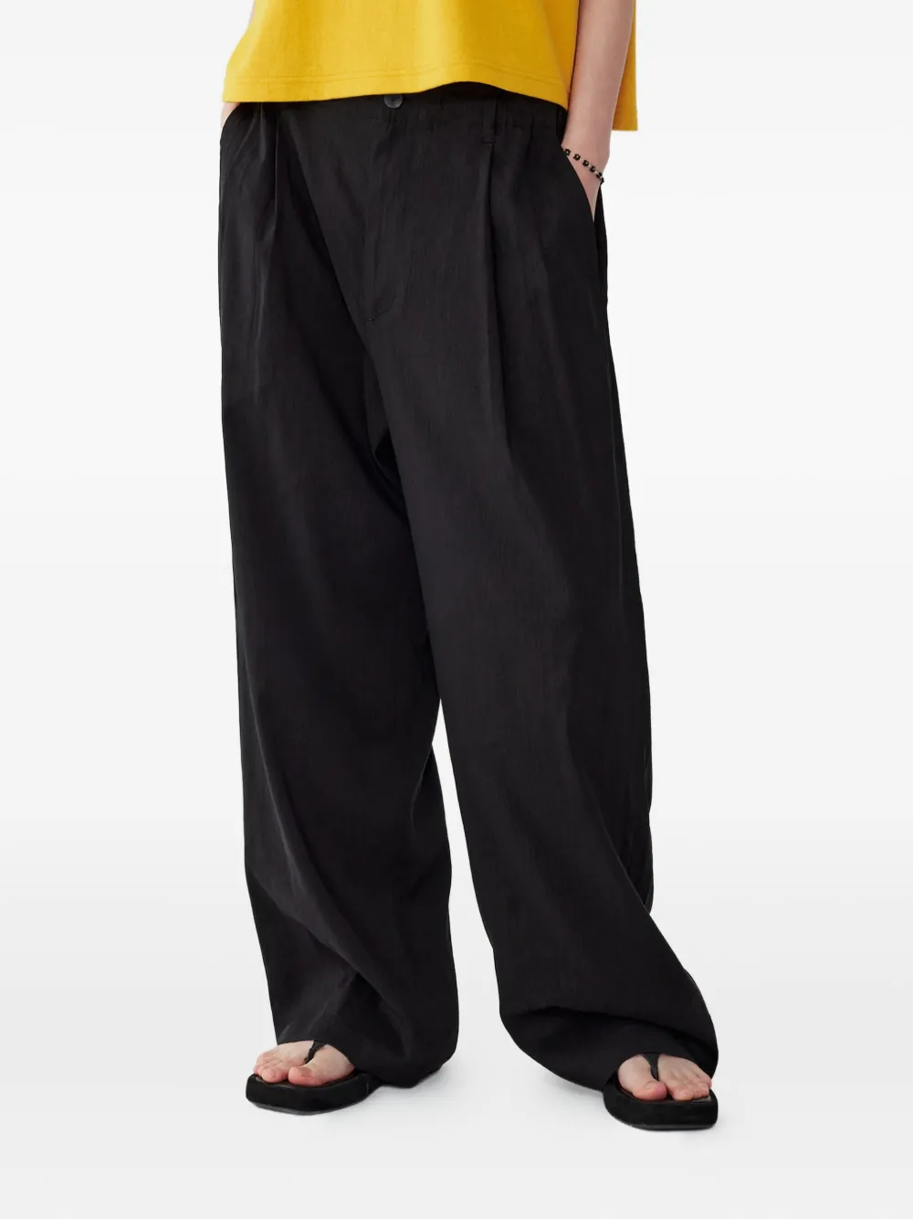 STUDIO TOMBOY Plooibroek met elastische tailleband - Zwart