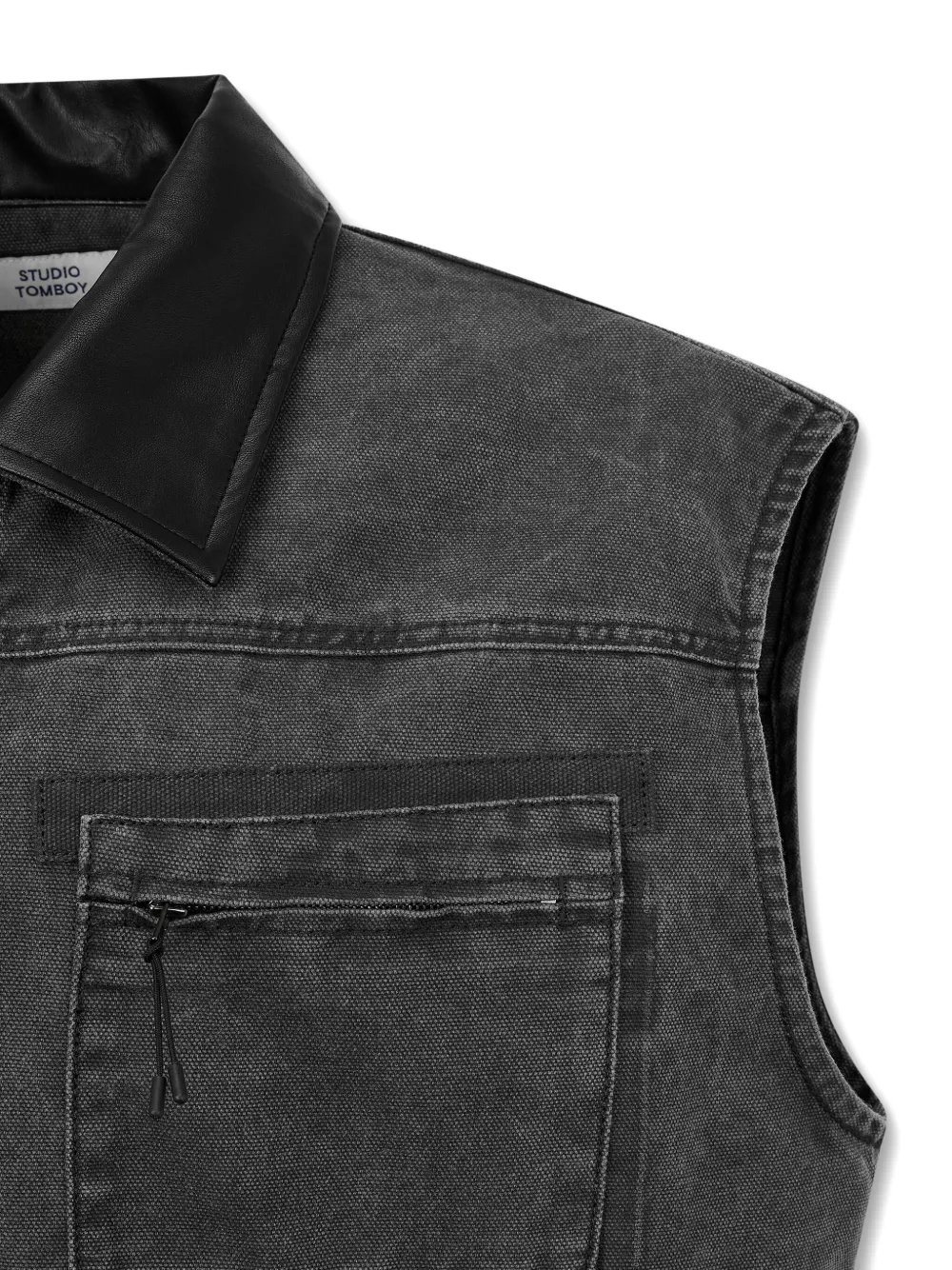 STUDIO TOMBOY Mouwloos denim jack met kraag Grijs