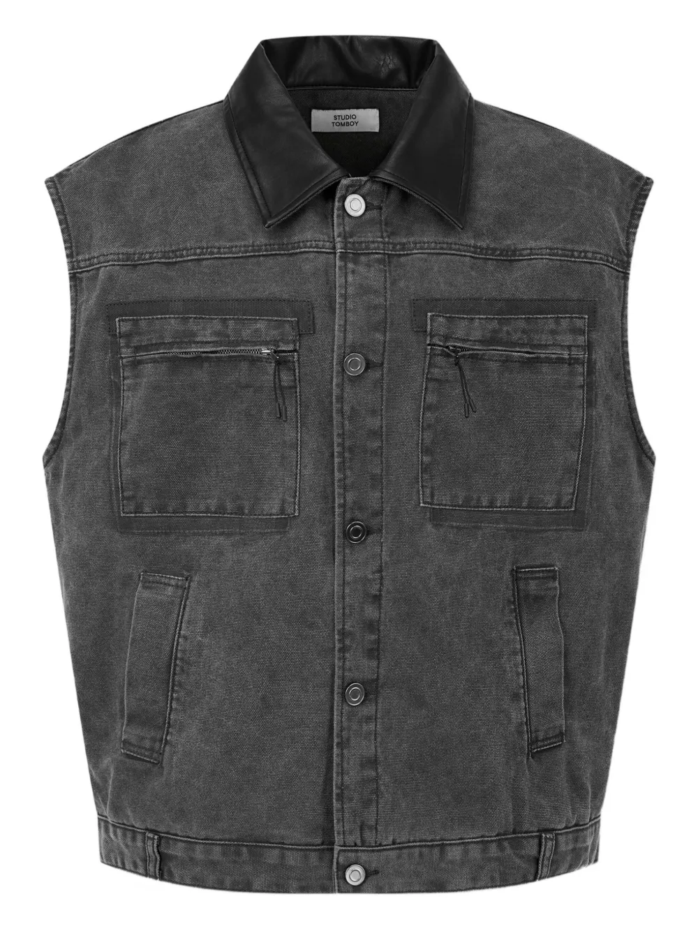 STUDIO TOMBOY chamarra de mezclilla con cuello | gris | Image 1