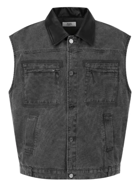 STUDIO TOMBOY collared sleeveless denim jacket