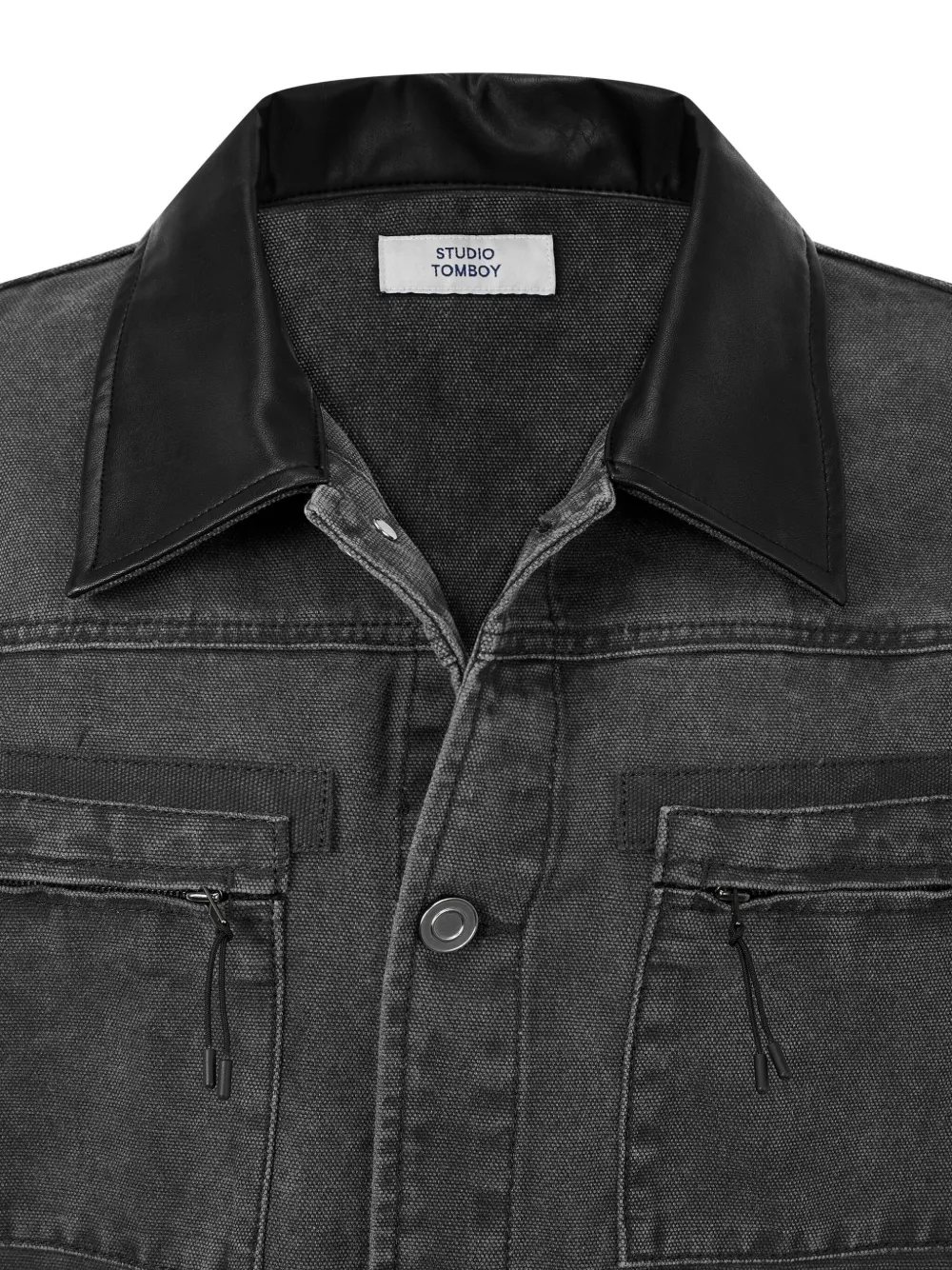 STUDIO TOMBOY Mouwloos denim jack met kraag Grijs