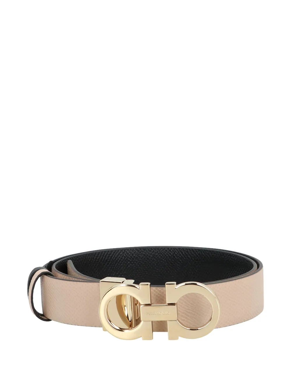Ferragamo Gancini reversible leather belt Beige