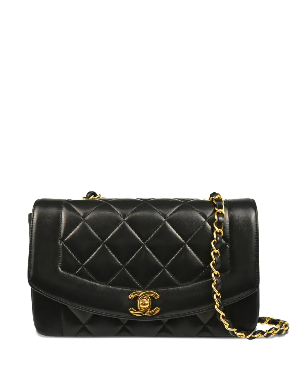 Pre-owned Chanel 1992 Small Diana Bag In Black
