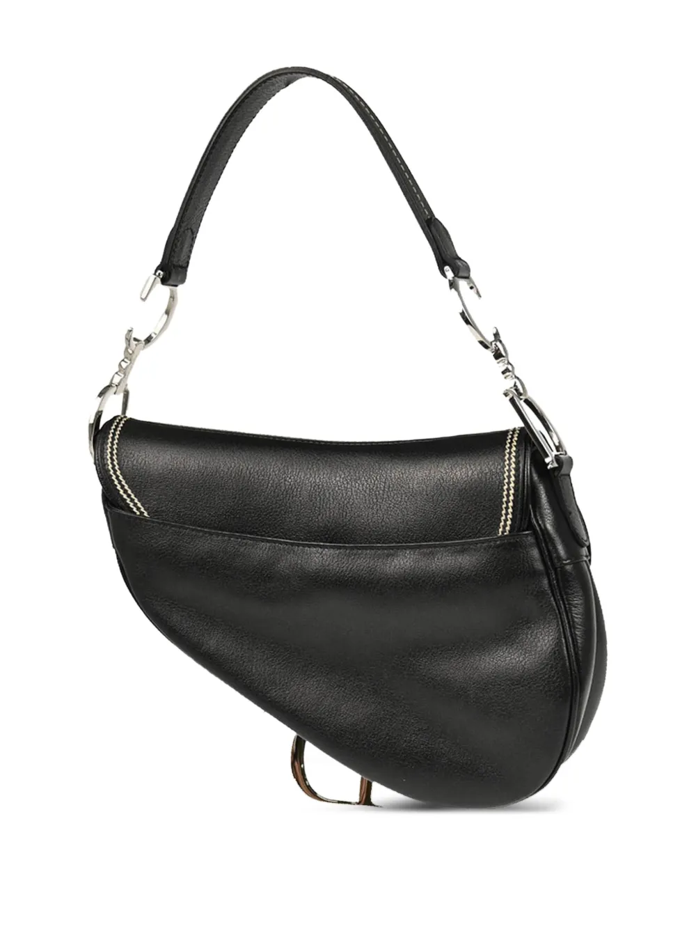 Pre-owned Dior 2004 Saddle Leather Handbag In Black