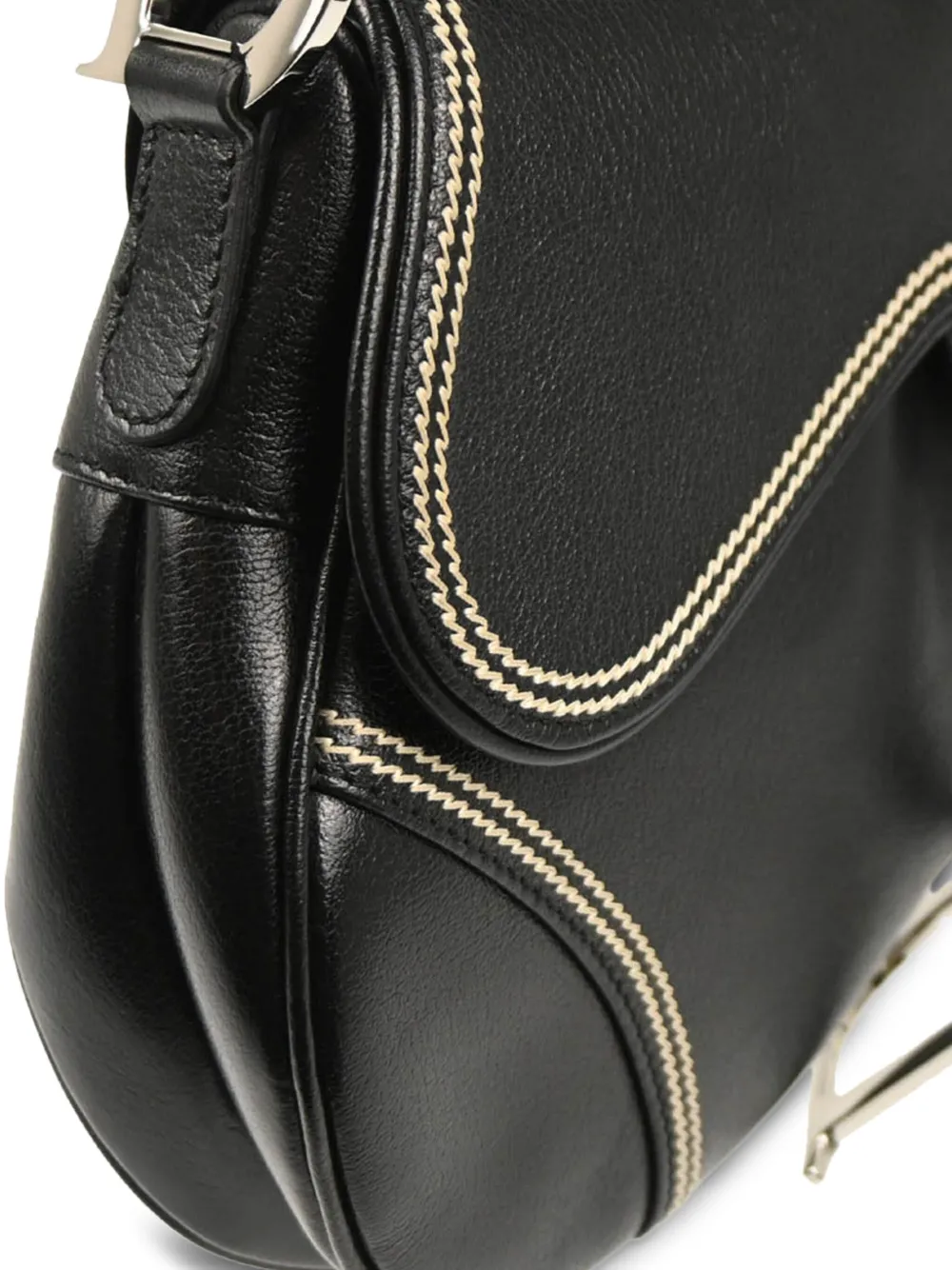 Pre-owned Dior 2004 Saddle Leather Handbag In Black
