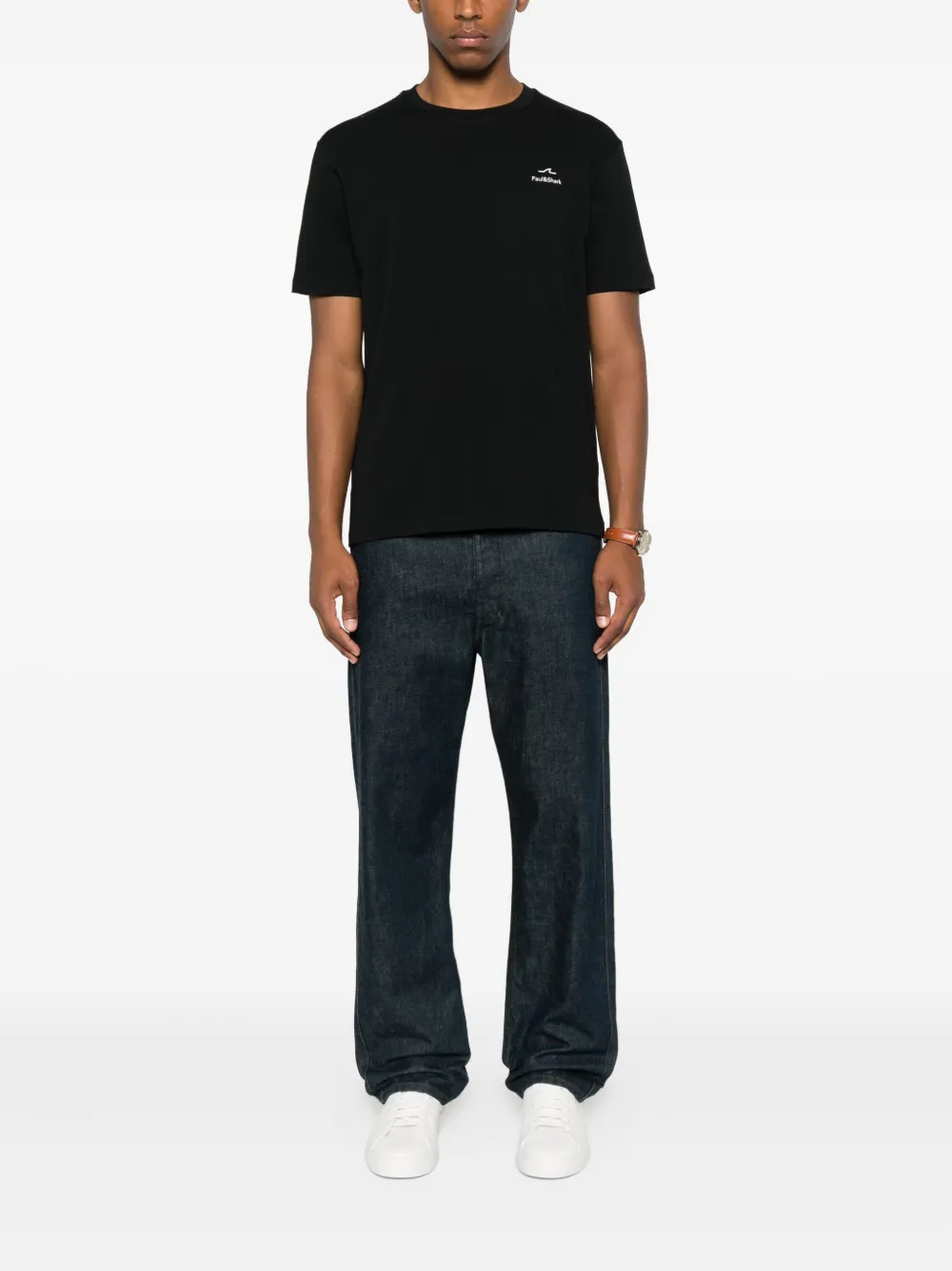 Paul & Shark logo-embroidered cotton T-shirt Zwart