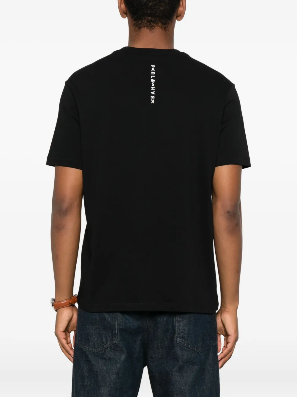 Paul & Shark logo-embroidered cotton T-shirt Zwart