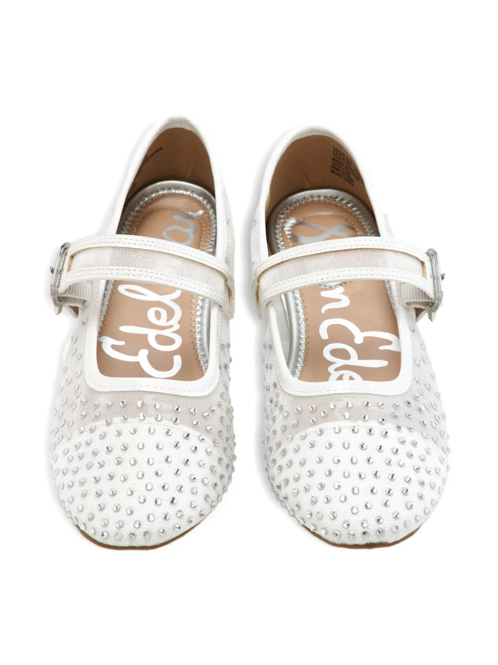 Sam Edelman crystal-embellished mesh ballet flats White