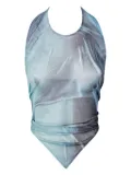 Jean Paul Gaultier tie-back abstract print top - Blue