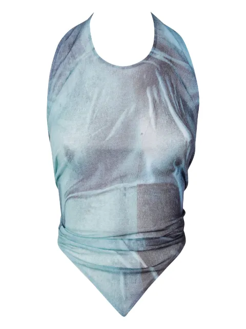 Jean Paul Gaultier tie-back abstract print top