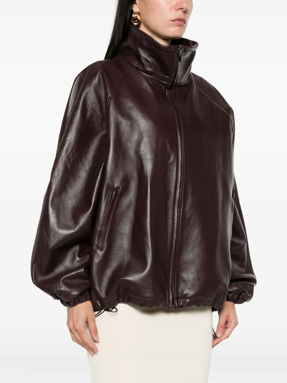 Magda Butrym leather zip-up jacket Paars