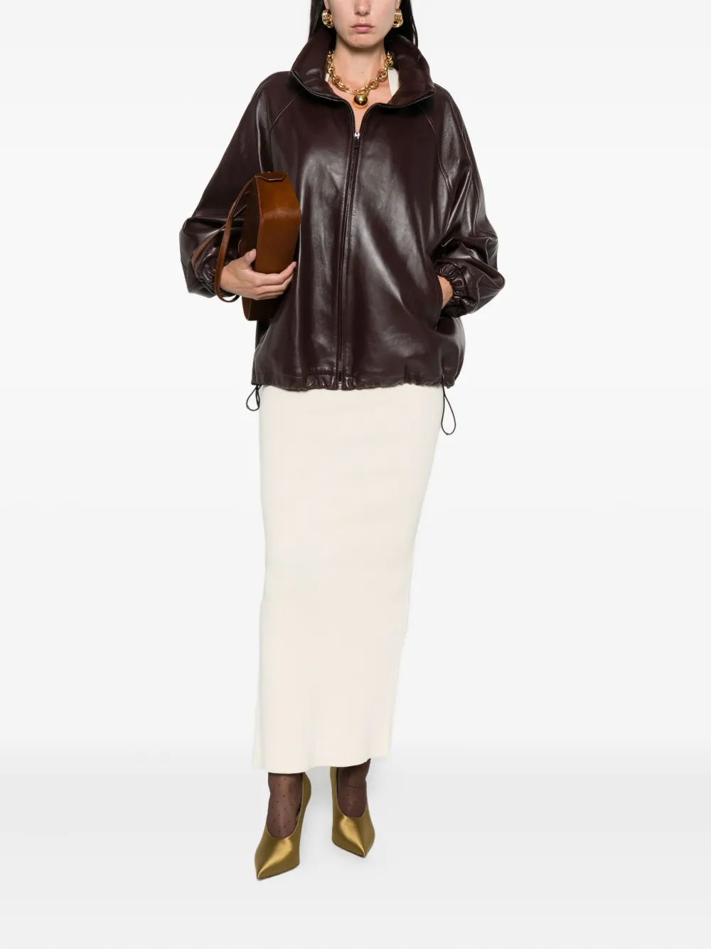 Magda Butrym leather zip-up jacket Paars