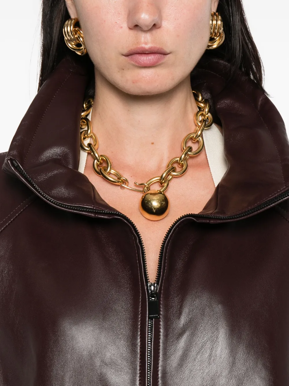 Magda Butrym leather zip-up jacket Paars