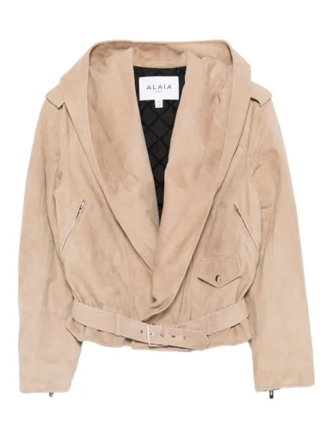 Alaïa hooded belted suede jacket