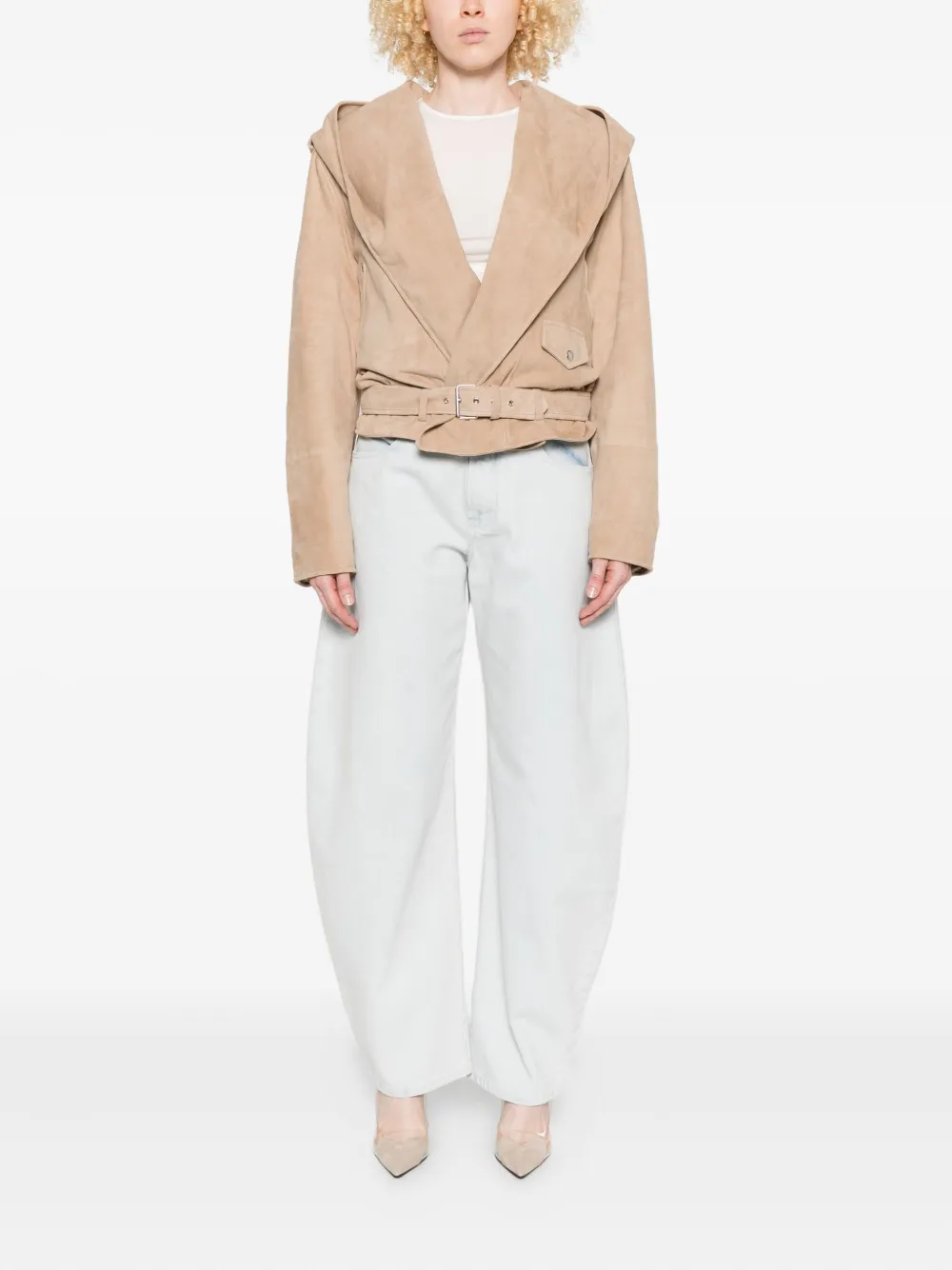 Alaïa hooded belted suede jacket | Leather Jackets | Image 2
