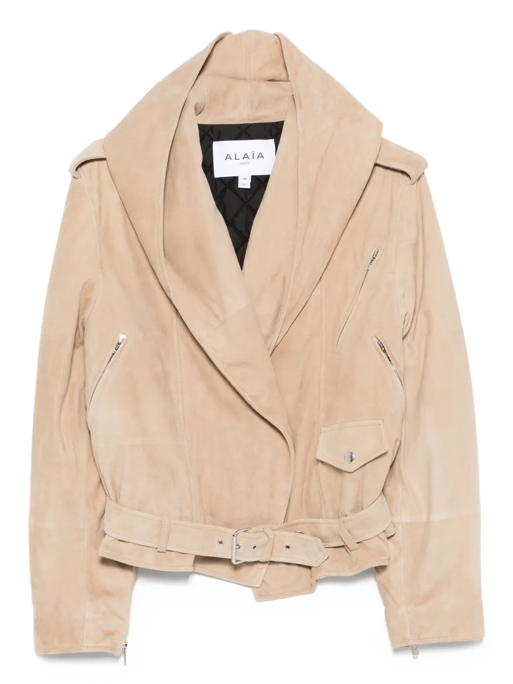 Alaïa hooded belted suede jacket | Neutrals | Image 1