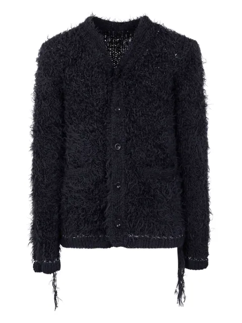 sacai frayed-hem button cardigan