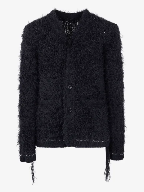 sacai frayed-hem button cardigan