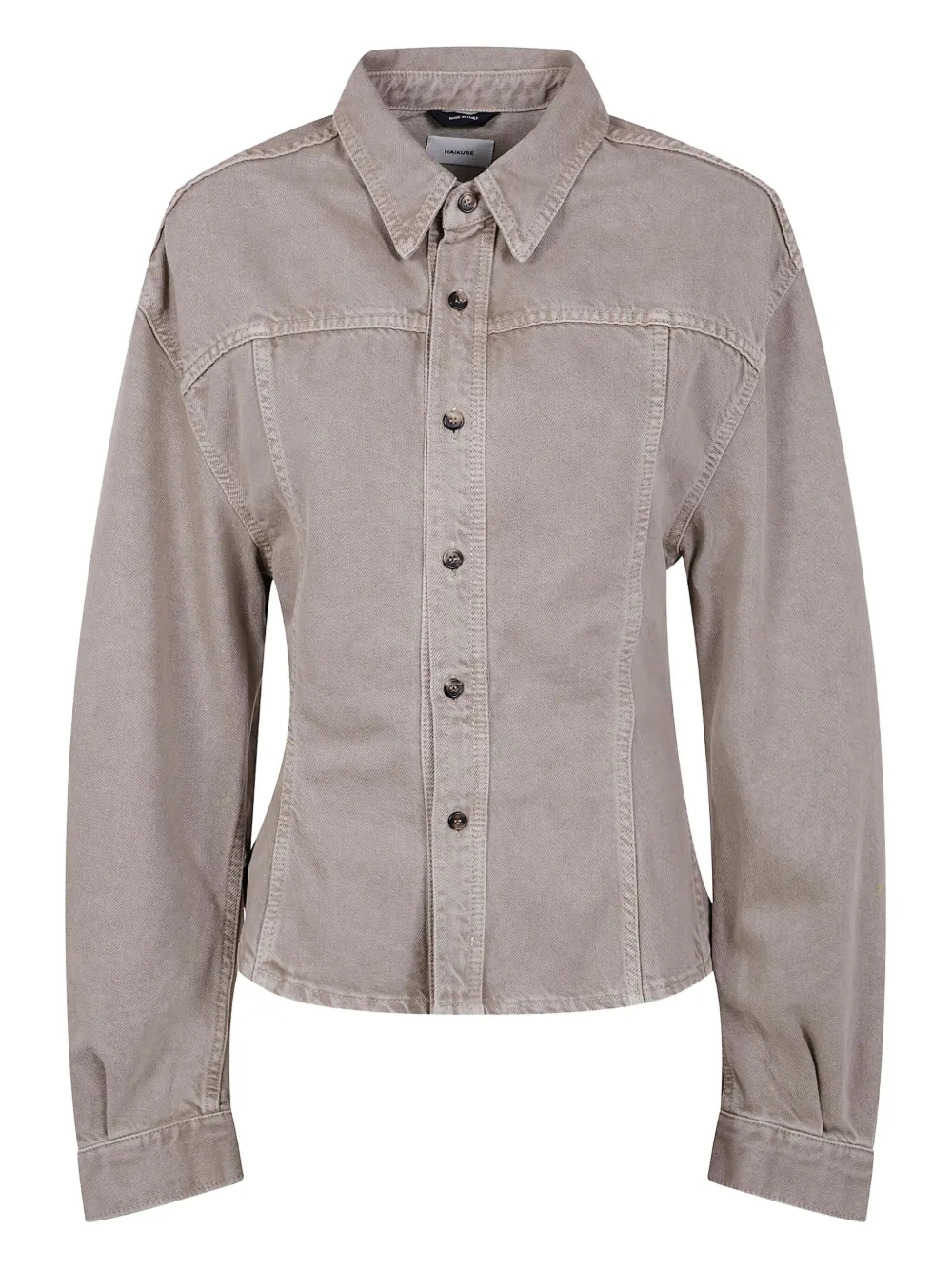 Haikure button-detailed cotton shirt - ブラウン Haikure button-detailed cotton shirt - ブラウン