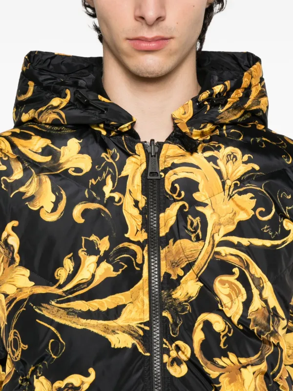 Versace Jeans Couture baroque-print Hooded Jacket | Black