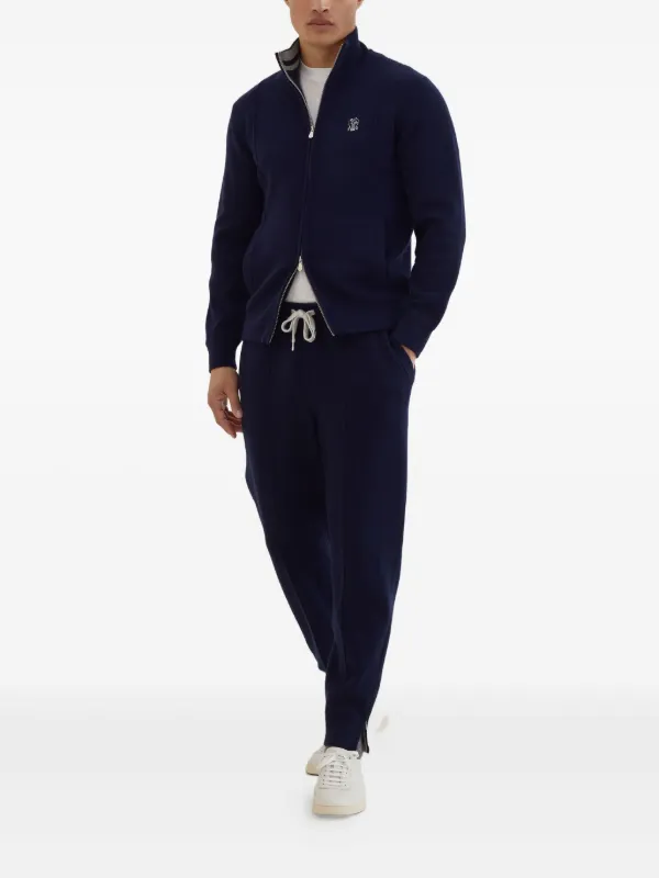 Brunello Cucinelli zip-front embroidered-logo Cardigan