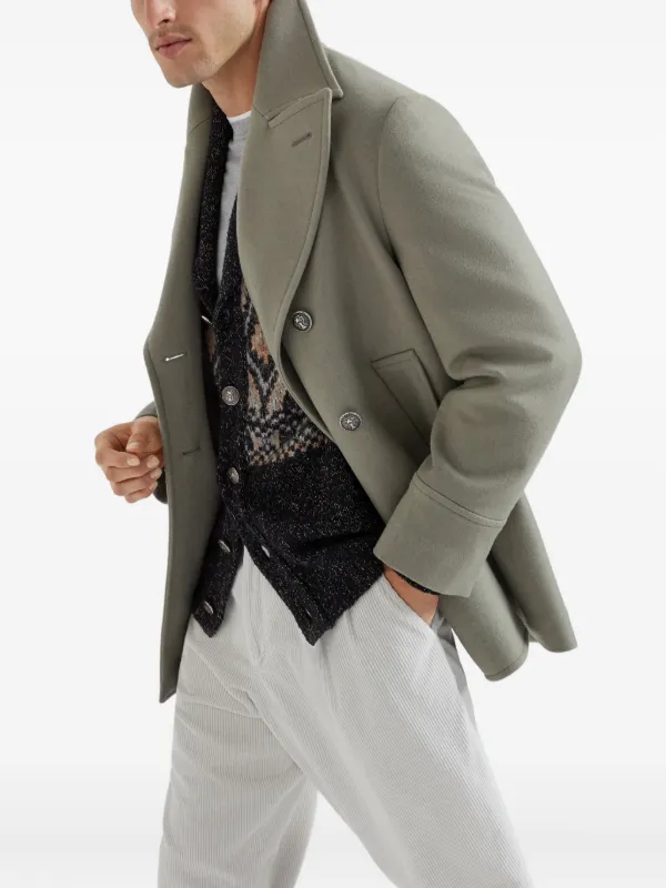 BRUNELLO CUCINELLI グレー ダブルブレストピーコート Brunello Cucinelli ダブルコート | グリーン | FARFETCH JP