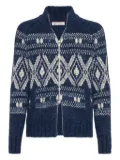 Brunello Cucinelli jacquard zip-up cardigan - Blue