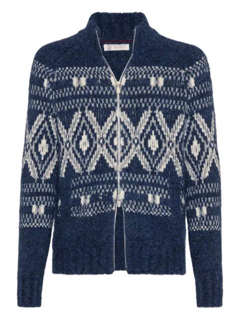 Brunello Cucinelli jacquard zip-up cardigan