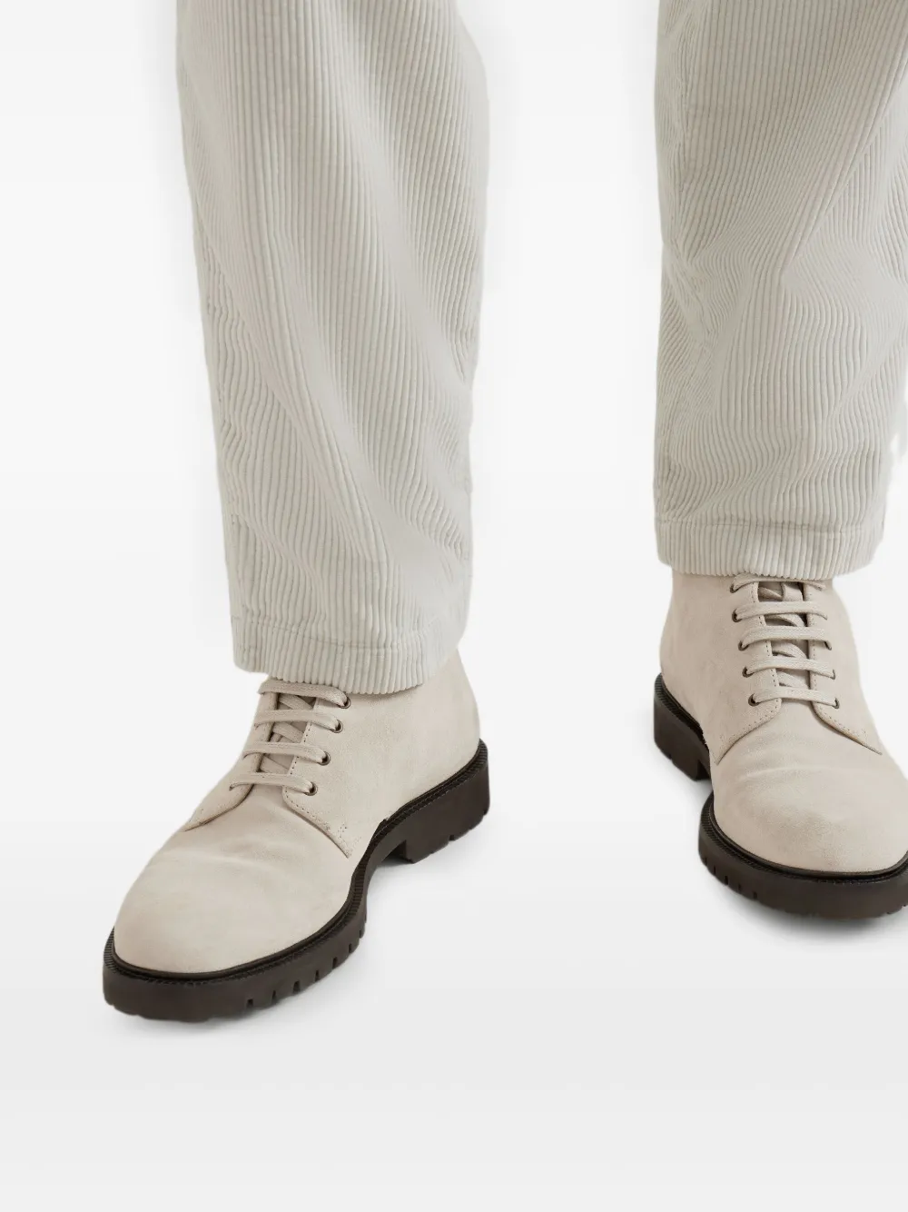 Brunello Cucinelli Suède veterlaarzen Beige