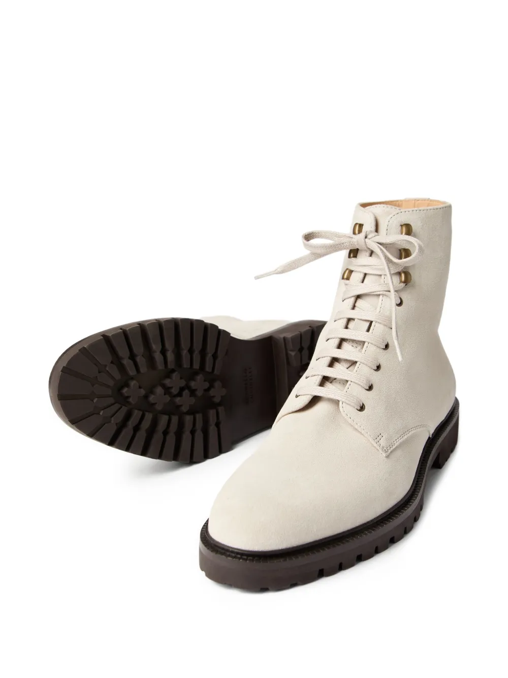 Brunello Cucinelli Suède veterlaarzen Beige