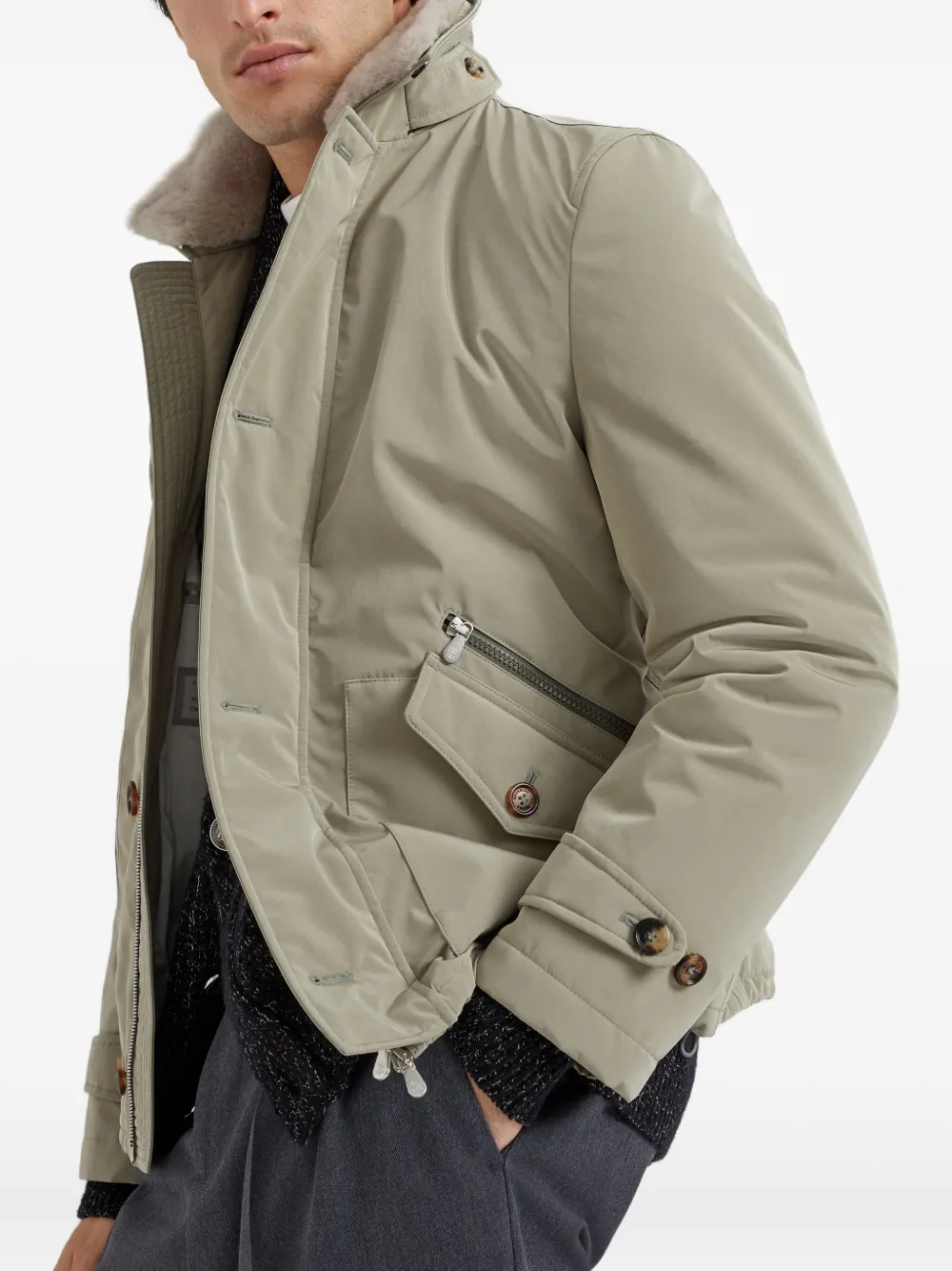 Brunello Cucinelli Jack met knoopsluiting Groen