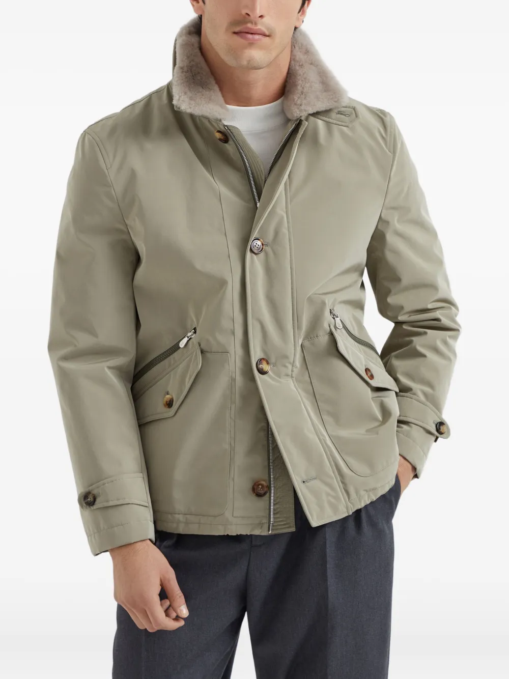 Brunello Cucinelli Jack met knoopsluiting Groen