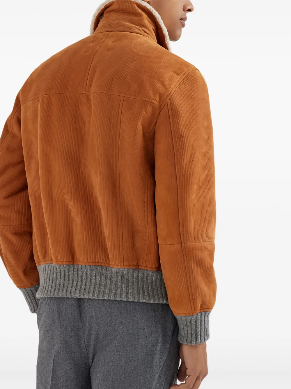 Brunello Cucinelli Ribfluwelen jack met patch Bruin