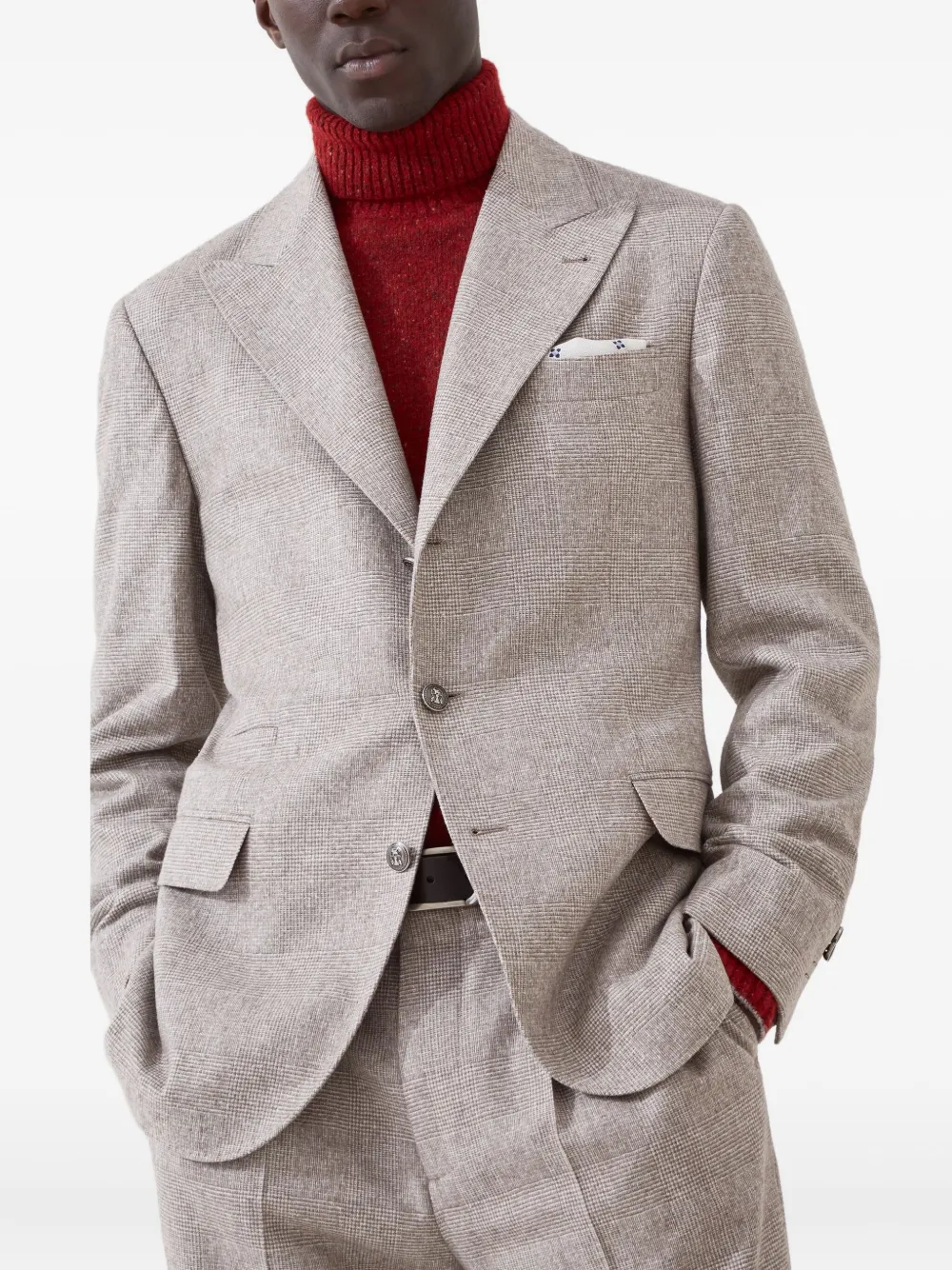 Brunello Cucinelli Prince of Wales blazer Bruin