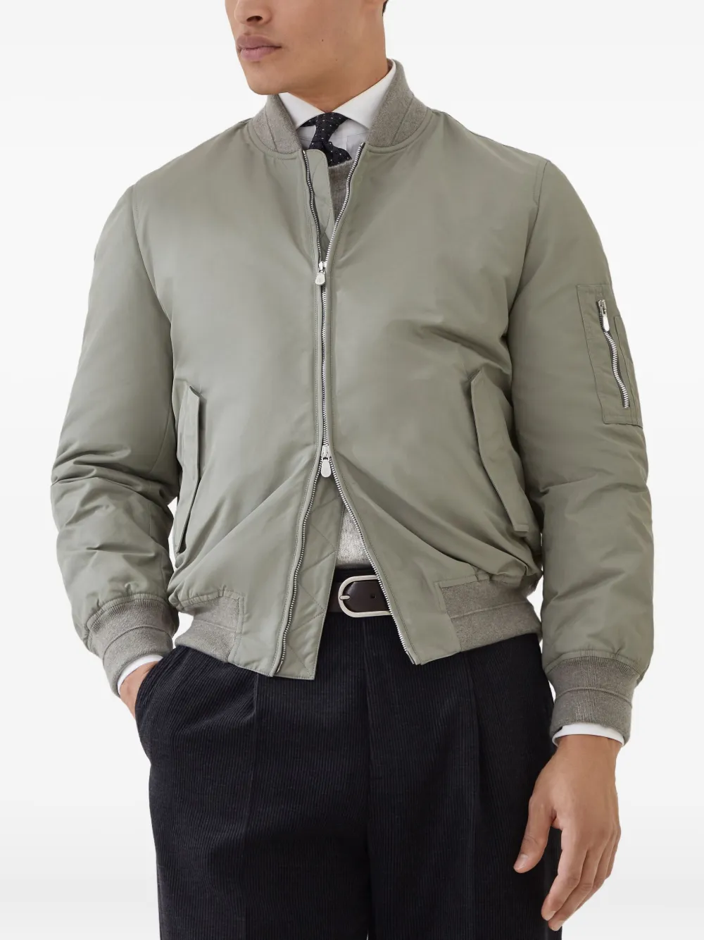 Brunello Cucinelli zip-fastening bomber jacket Groen