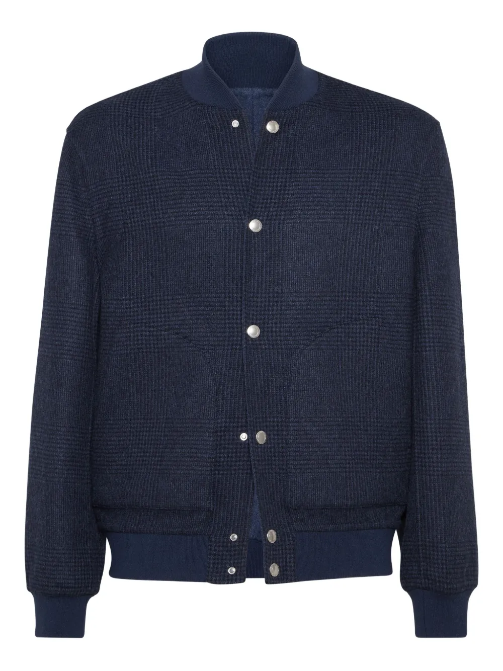 Brunello Cucinelli check-pattern bomber jacket | Blue | Image 1
