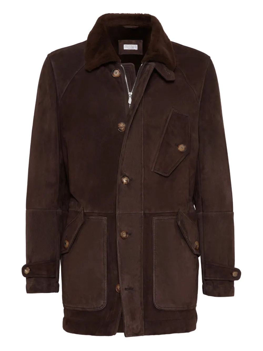 Brunello Cucinelli shearling single-breasted coat Bruin