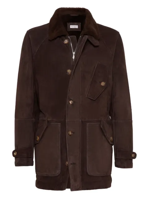 Brunello Cucinelli shearling single-breasted coat
