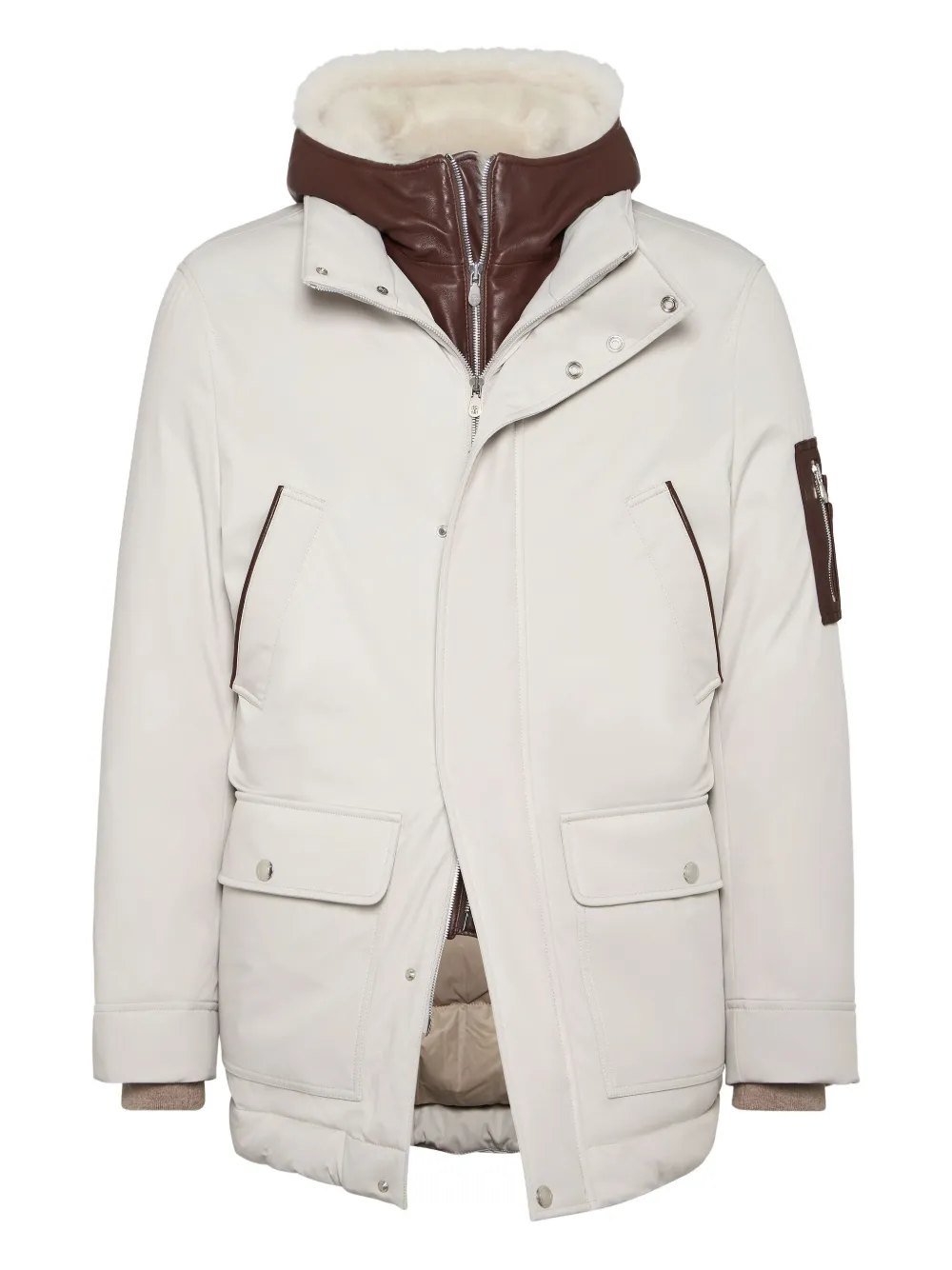 Brunello Cucinelli double closure padded jacket Wit