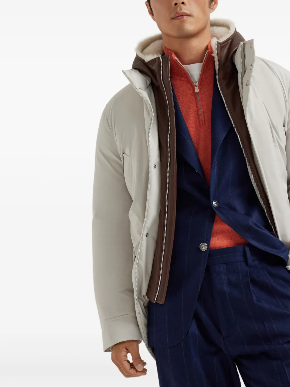 Brunello Cucinelli double closure padded jacket Wit